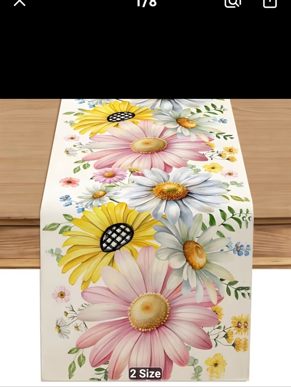 New Floral Daisy Table Runner 13x48 #1365-128